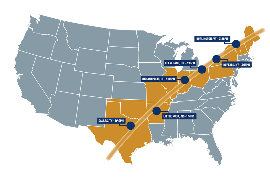 Solar eclipse map for 2024 April eclipse