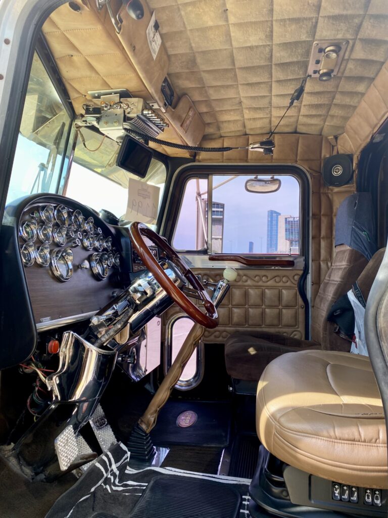 Brown interior of the truck