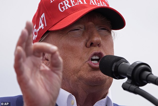 Republican presidential candidate, former President Donald Trump speaks at a campaign rally in Las Vegas