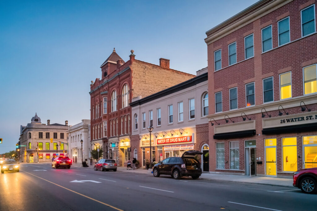 Picture of a street in downtown Cambridge, Ont.