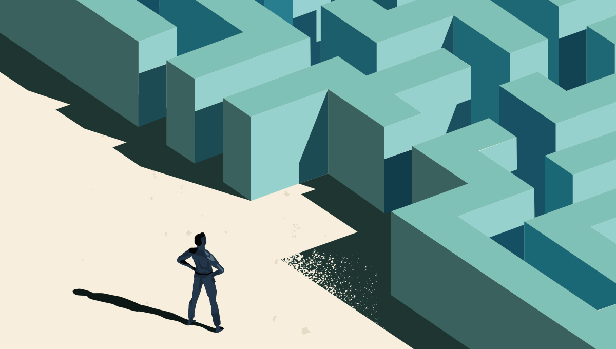 Man standing at a maze