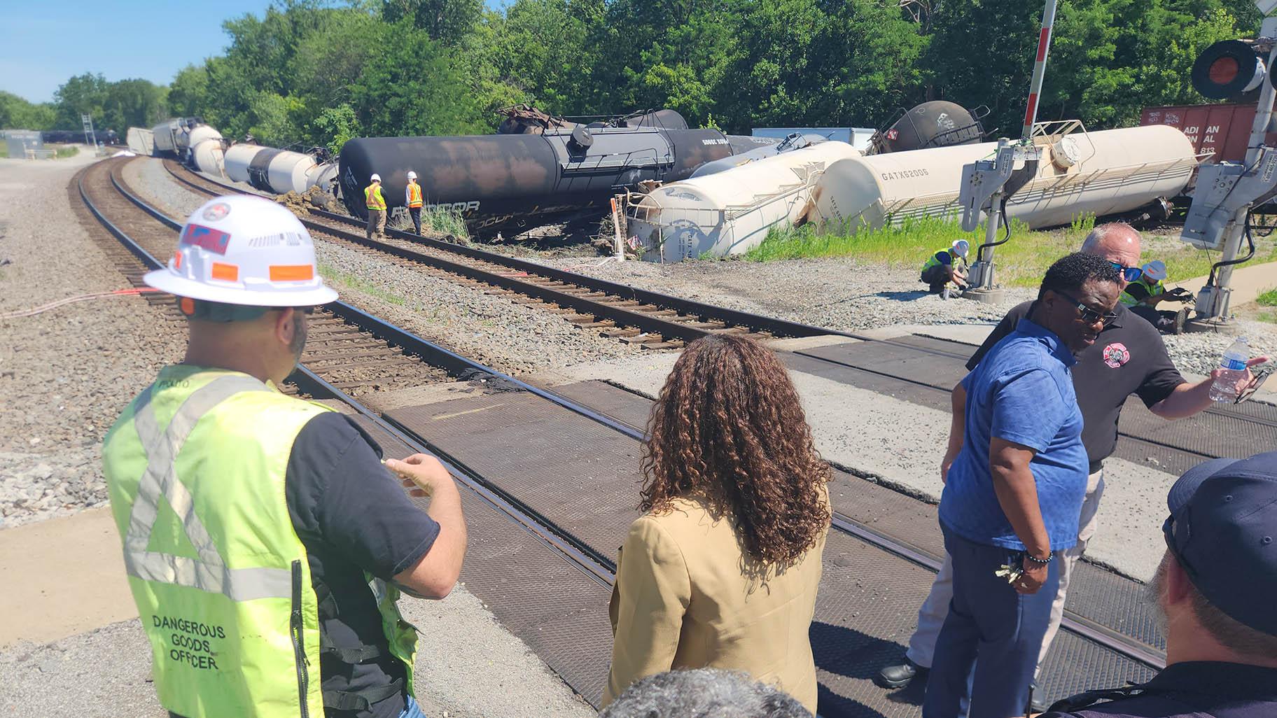 Emergency crews and village officials respond to a train derailment in south suburban Matteson on June 27, 2024. (Credit: Village of Matteson) 