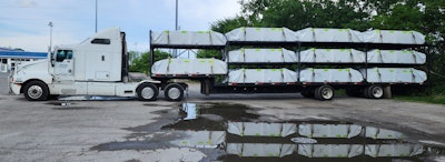 Kitzhaber's T600 hooked to a specialty trailer run for Menard's