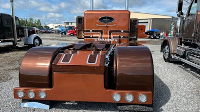 Rear view of Brant Arnold's 1970 Peterbilt 358