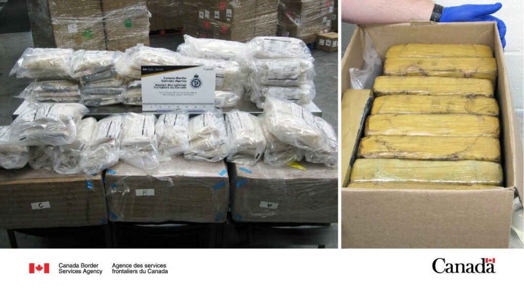 Photo of drugs seized from trucks at Coutts border crossing in Alberta